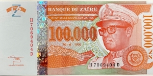 100.000 Nouveaux Zaires (Republic of Zaire)  Banknote