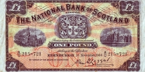 Scotland 1944 1 Pound. Banknote
