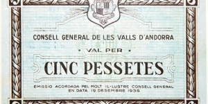 5 Pessetes (2nd Issue / Official Reproduction) Banknote