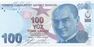 Turkia-BN 100 Türk Lirası 2009(2022) Serie-F Banknote