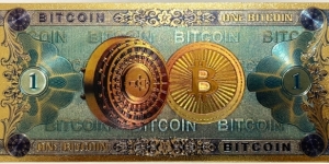 1 BitCoin (Crypto Bank / 24K Gold Plated Polymer / Souvenir note issue) Banknote