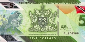 Trinidad & Tobago 2020 5 Dollars. Banknote
