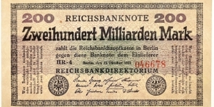200.000.000.000 Mark (Weimar Republic 1923)  Banknote
