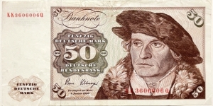 50 Deutsche Mark (West Germany 1980 / Special Serial)  Banknote