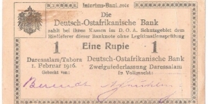 1 Rupie (German East Africa 1916) Banknote