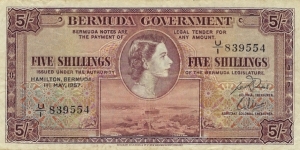 BERMUDA 5 Shillings 1957 Banknote