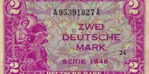 GERMANY 2 Deutsche Mark 1948 Banknote