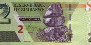 Zimbabwe 2019 2 Dollars. Banknote