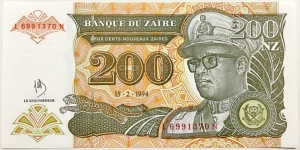 200 Nouveaux Zaires (Republic of Zaire)  Banknote