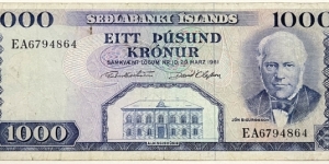 1000 Kronur Banknote