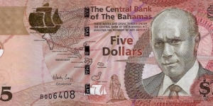 BAHAMAS 5 Dollars 2007 Banknote