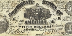 CONFEDERATE STATES OF AMERICA 50 Dollars 1861 Banknote