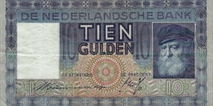 NETHERLANDS 10 Gulden 1939 Banknote