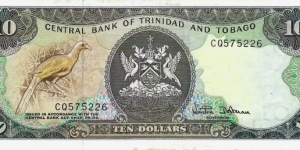 TRINIDAD & TOBAGO 10 Dollars 1985 Banknote