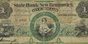 STATE BANK OF NEW BRUNSWICK NJ 1 Dollar 1860 Banknote