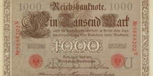 GERMAN EMPIRE 1000 Mark 1910 Banknote