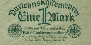 GERMANY 1 Mark 1922 Banknote