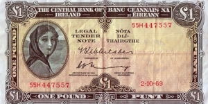 Ireland 1969 1 Pound. Banknote