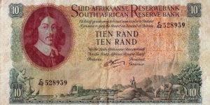 South Africa N.D. (1962-65) 10 Rand.

Afrikaans on Top type. Banknote