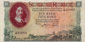 South Africa N.D. (1962-65) 10 Rand.

English on Top type. Banknote