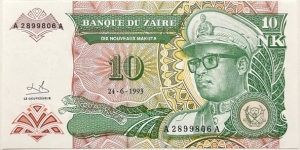 10 Nouveaux Makuta (Republic of Zaire)  Banknote