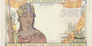 5 Piastres (French Indochina 1939) Banknote