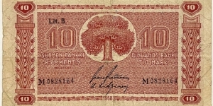 10 Markkaa (Litt.B / Raittinen & Kilpinen/ 1948)  Banknote