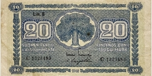 20 Markkaa (Litt.B / Tuomioja & Carpelan/ 1948) Banknote