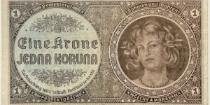 1 Kronen/Korun (Protectorate of Bohemia and Moravia 1940)  Banknote