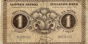 1 Markka Kullassa / Gold Mark (Basilier & Muller)  Banknote