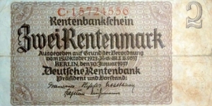2 Rentenmark Banknote