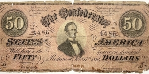 50 Dollars (Confederate States of America 1864)  Banknote