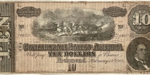 10 Dollars (Confederate States of America / Civil War 1864)  Banknote