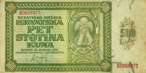 CROATIA 500 Kuna 1941 Banknote