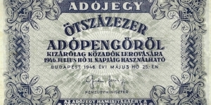 HUNGARY 500,000 Adopengo 1946 Banknote