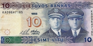 LITHUANIA 10 Letu 1993 Banknote