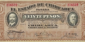 CHIHUAHUA 20 Pesos 1914 Banknote