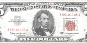 United States Note; 5 dollars; Series 1963 (Granahan/Dillon) Banknote