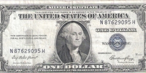 Silver Certificate; 1 dollar; Series 1935E (Priest/Humphrey) Banknote