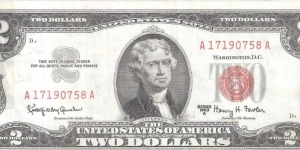 United States Note; 2 dollars; Series 1963A (Granahan/Fowler) Banknote