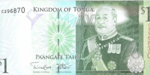 1 pa'anga; ND (c. 2014). Banknote