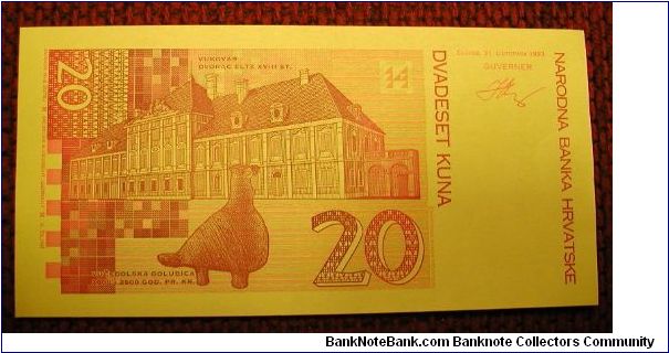 Croatia 20 Kuna Test Print 1993

NOT FOR SALE Banknote