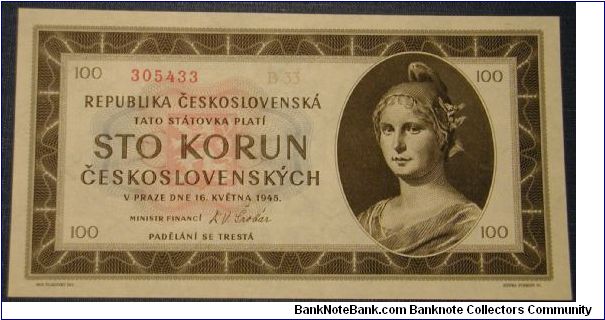 Czechoslovakia 100 Korun 1945

NOT FOR SALE Banknote
