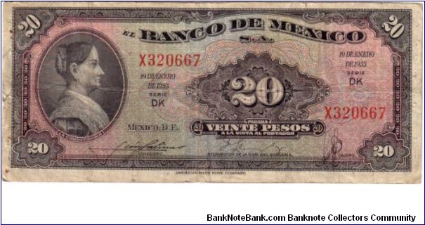 20 Pesos dk series Banknote