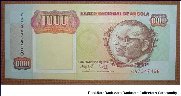 1000 Kwanzas, high denomination. Banknote