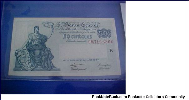 50 centavos Moneda Nacional
Serial E 09.712.336

Signs Carreras-Maroglio Banknote