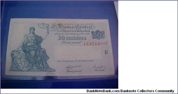 50 centavos moneda nacional
Serial E 15.872.400
Signs Carreras Maroglio Banknote