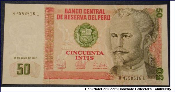 Peru 50 Intis 1987 Banknote