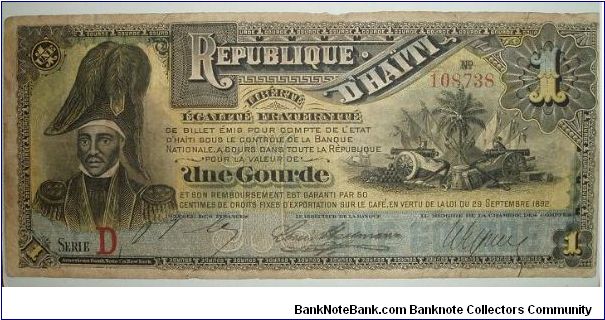1 Gourde. Rare. Banknote
