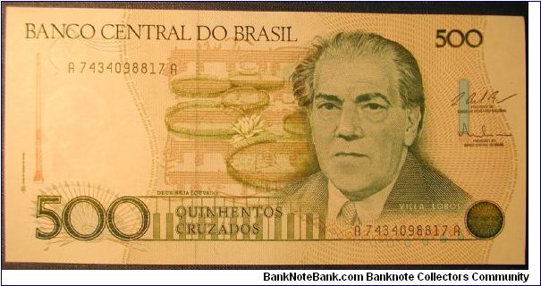 Brazil 500 Cruzados 1987 Banknote